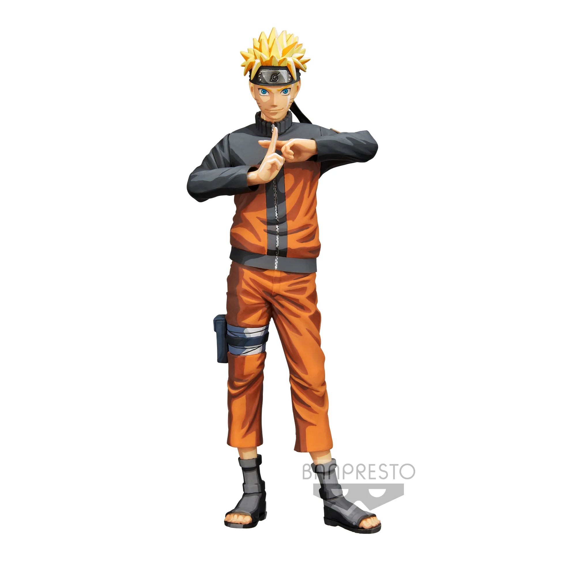 Figurine PVC Naruto Uzumaki – Grandista Nero (15 cm) de Naruto Shippuden. Pose iconique de mudra ninja avec sa tenue orange et noire. Produit officiel Banpresto.