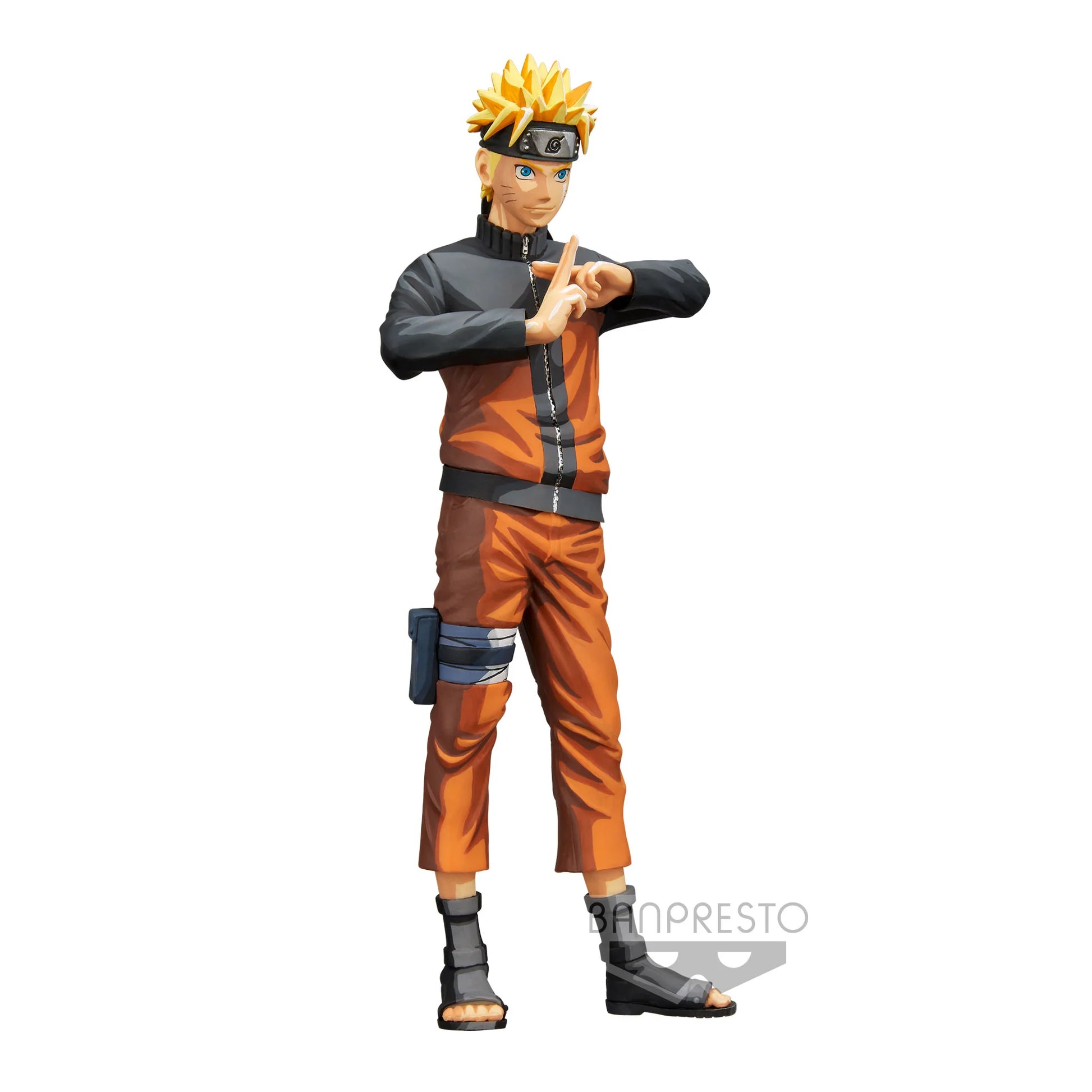 Figurine PVC Naruto Uzumaki – Grandista Nero (15 cm) de Naruto Shippuden. Pose iconique de mudra ninja avec sa tenue orange et noire. Produit officiel Banpresto.