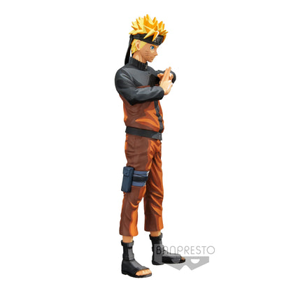 Figurine PVC Naruto Uzumaki – Grandista Nero (15 cm) de Naruto Shippuden. Pose iconique de mudra ninja avec sa tenue orange et noire. Produit officiel Banpresto.