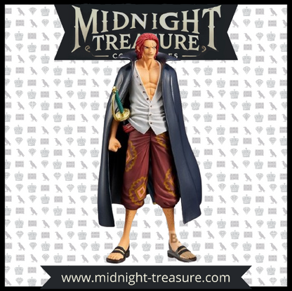 "Figurine One Piece Film Red – Shanks – 17 cm – PVC/ABS. Shanks, le légendaire empereur des mers, avec son look iconique du film Red, parfait pour enrichir votre collection One Piece."

