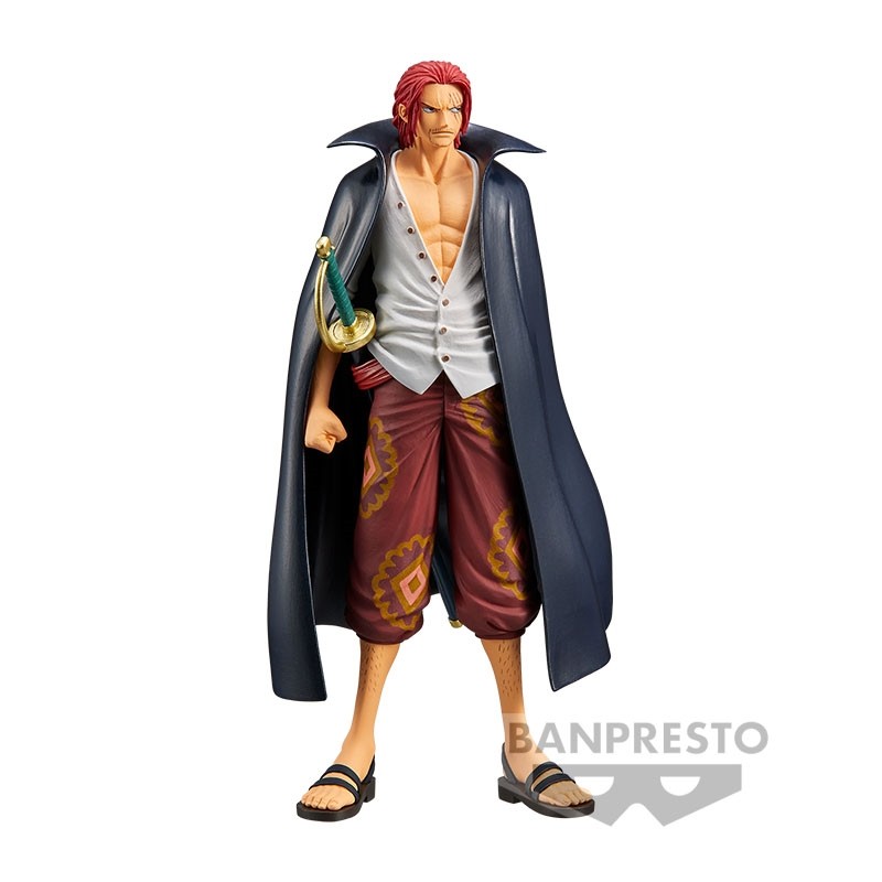 Figurine One Piece Film RED - Shanks, en PVC/ABS de 17 cm, avec son sabre Gryphon et son manteau noir.