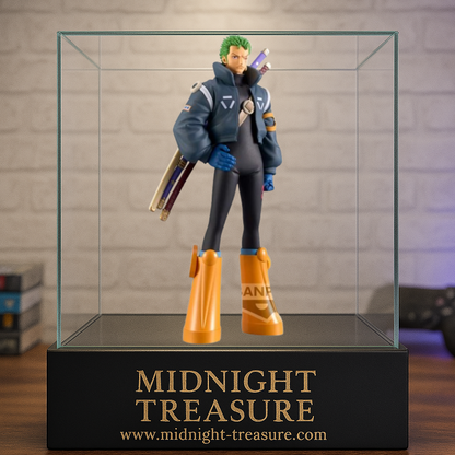 Figurine One Piece – Roronoa Zoro (Egghead Ver.) – 17 cm – Banpresto. Zoro dans sa tenue futuriste Egghead avec ses trois sabres. Une figurine détaillée parfaite pour les fans de One Piece.