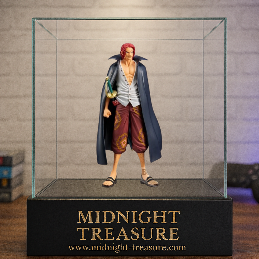 Figurine One Piece – Shanks (Film RED) – 17 cm – Banpresto. Shanks debout avec sa cape sombre et son sabre au côté. Une pièce incontournable pour les fans de One Piece.