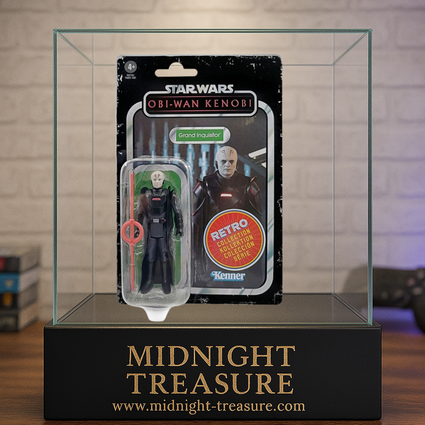 Figurine Star Wars – Grand Inquisiteur – Obi-Wan Kenobi – Retro Collection – 10 cm – Hasbro. Représentation fidèle du chasseur Jedi avec son sabre laser rouge rotatif. Une figurine rétro incontournable pour les fans du Côté Obscur.