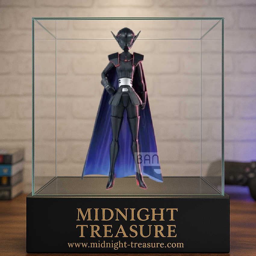 Figurine Star Wars Visions – The Twins "Am" avec casque – 18 cm – Banpresto. Armure sombre et cape bleutée pour une représentation stylisée du Côté Obscur dans l’univers Visions. Parfaite pour les fans de Star Wars.