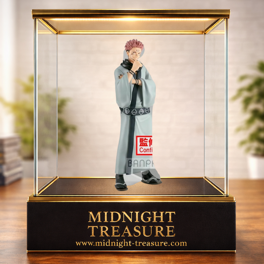 Figurine Jujutsu Kaisen – Sukuna – Jukon No Kata – 16 cm – Banpresto. Sukuna debout bras croisés avec un sourire menaçant et ses marques maudites visibles. Une figurine détaillée parfaite pour les fans de Jujutsu Kaisen.