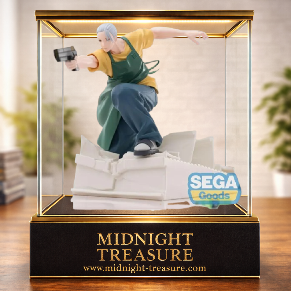 Figurine Sakamoto Days – Taro Sakamoto – Serious Ver. – Luminasta – 21 cm – SEGA. Taro Sakamoto adopte sa forme de combattant légendaire dans une pose d'action dynamique avec arme à la main. Une figurine détaillée parfaite pour les fans de Sakamoto Days.