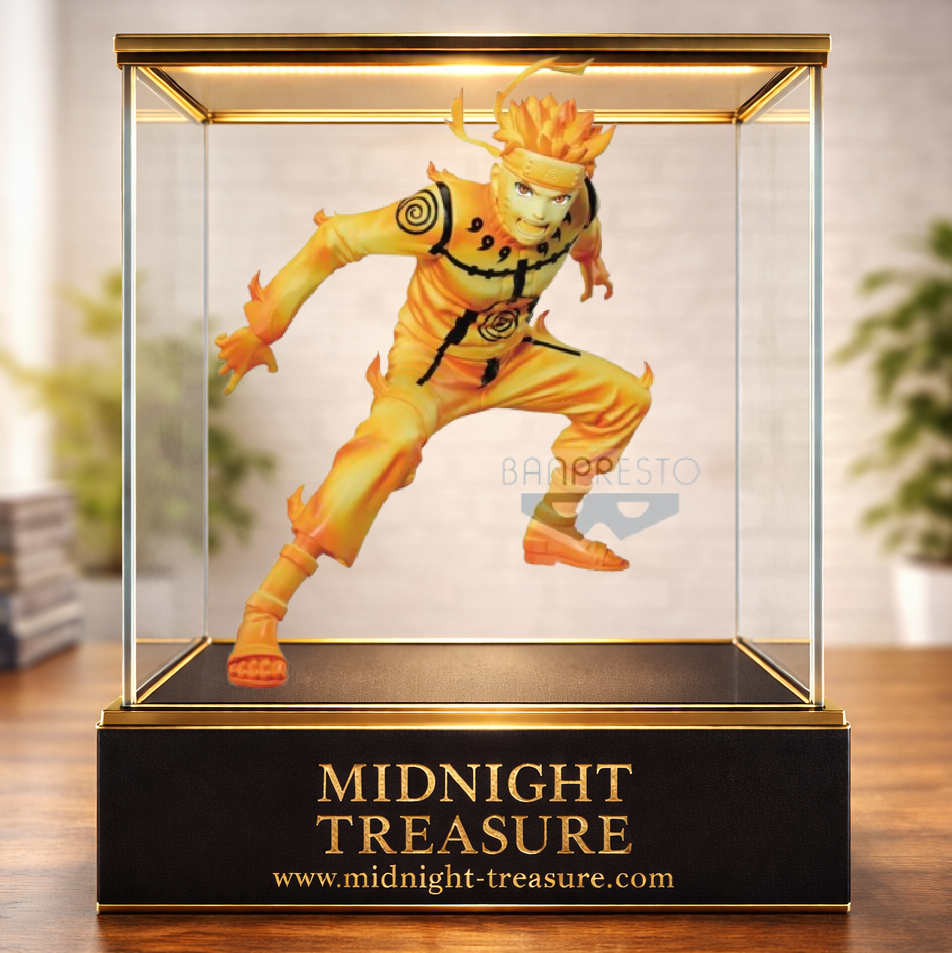 Figurine Naruto Shippuden – Uzumaki Naruto – Vibration Stars – 15 cm – Banpresto Bandai Spirits. Naruto apparaît en Mode Chakra de Kyûbi dans une posture de combat dynamique entourée d'effets de chakra flamboyants. Une figurine détaillée parfaite pour les fans de Naruto Shippuden.