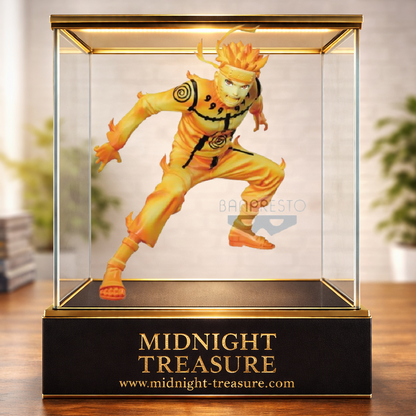 Figurine Naruto Shippuden – Uzumaki Naruto – Vibration Stars – 15 cm – Banpresto Bandai Spirits. Naruto apparaît en Mode Chakra de Kyûbi dans une posture de combat dynamique entourée d'effets de chakra flamboyants. Une figurine détaillée parfaite pour les fans de Naruto Shippuden.