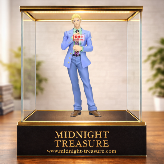 Figurine JoJo’s Bizarre Adventure Part 4 – Yoshikage Kira – 22 cm – Banpresto. Kira en costume ajustant sa cravate avec une expression calme et inquiétante. Une figurine détaillée parfaite pour les fans de JoJo.