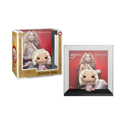 "Funko Pop! Albums – Shakira (66) – Fijación Oral Vol. 1. Figurine représentant Shakira dans sa tenue iconique de la pochette de l'album, accompagnée du décor fidèle à la jaquette originale. Un must-have pour les fans de Shakira et les collectionneurs de Pop! Albums !"

