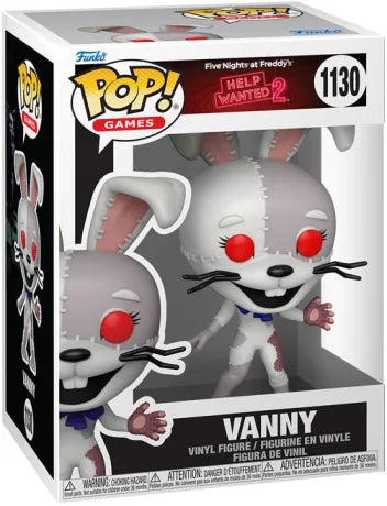 Funko Pop! Five Nights at Freddy’s Help Wanted 2 – Vanny (N°1130). Figurine horrifique représentant Vanny en costume de lapin cousu, yeux rouges et design inquiétant.
