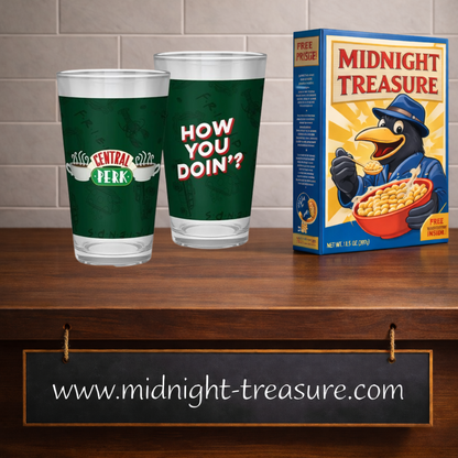 Verre XXL Friends Central Perk 400 ml ABYstyle vert avec logo Central Perk et inscription How You Doin' de Joey.