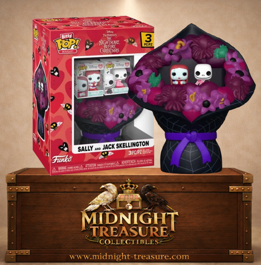 Funko Bitty Pop Bouquet Jack Skellington et Sally Saint Valentin pack 3 pièces.