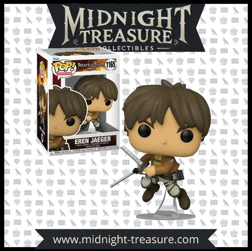 Funko Pop! Eren Yeager (1165) – Attack on Titan – Figurine en vinyle sous licence officielle, représentant Eren avec son équipement tridimensionnel en pleine action.