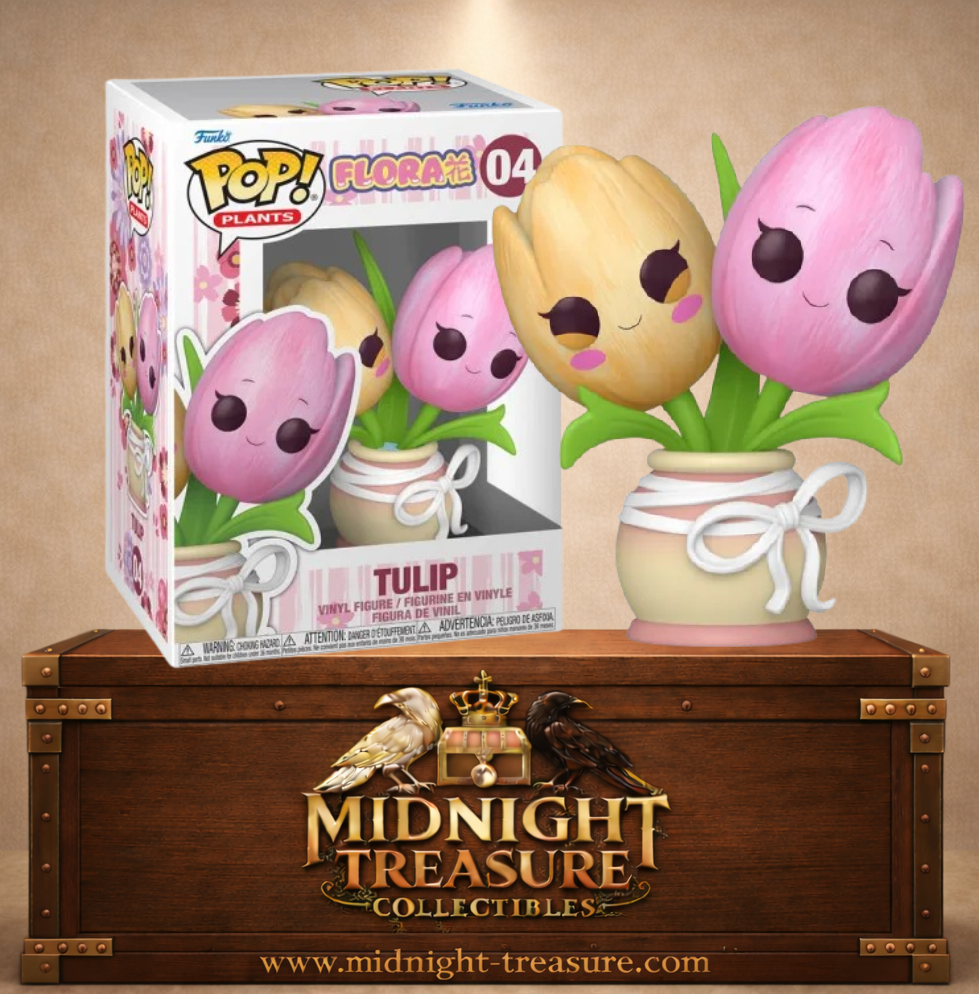 Funko Pop! Plants N°04 – Tulip. Figurine bouquet de deux tulipes roses et jaunes dans un pot décoratif.
