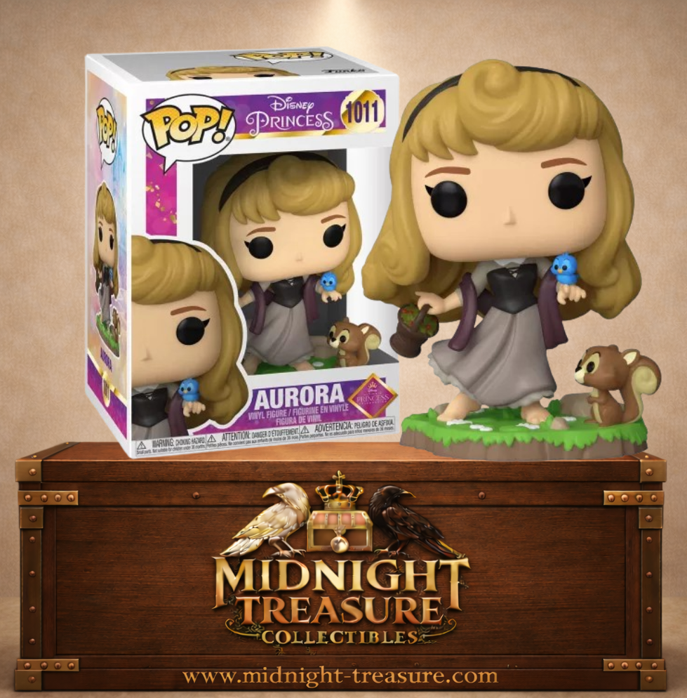 Funko Pop! N°1011 Aurore Ultimate Princess La Belle au bois dormant Disney avec panier de baies, oiseau bleu et écureuil.