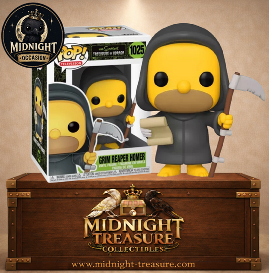 Funko Pop! The Simpsons N°1025 – Homer Simpson transformé en Grim Reaper avec sa faux dans Treehouse of Horror XIV.