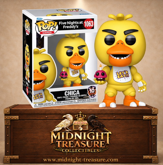 Funko Pop! Games N°1063 Chica avec Mr. Cupcake, édition 10e anniversaire de Five Nights at Freddy’s.