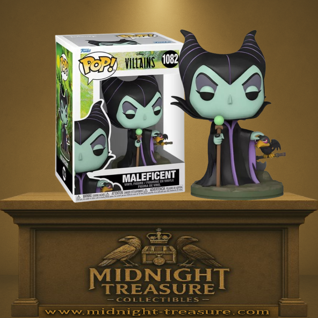 Funko Pop! Disney Villains – Maleficent (Maléfique) (N°1082). Maléfique avec sceptre et corbeau Diaval, version classique de La Belle au Bois Dormant.