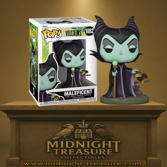 Funko Pop! Disney Villains – Maleficent (Maléfique) (N°1082). Maléfique avec sceptre et corbeau Diaval, version classique de La Belle au Bois Dormant.