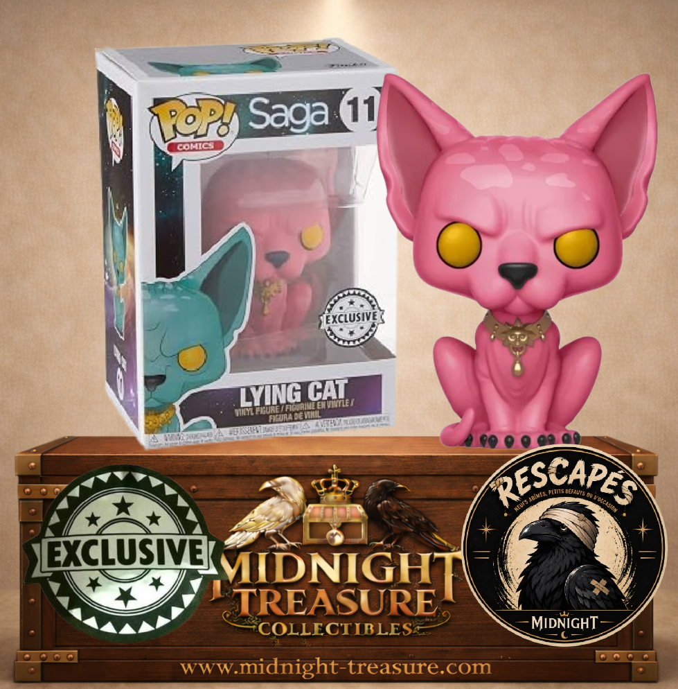 Funko Pop! Comics N°11 Lying Cat Pink, Chat Mensonge rose aux yeux jaunes avec collier doré, édition exclusive Saga.