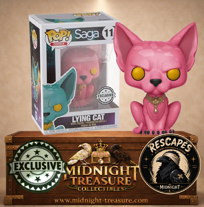 Funko Pop! Comics N°11 Lying Cat Pink, Chat Mensonge rose aux yeux jaunes avec collier doré, édition exclusive Saga.