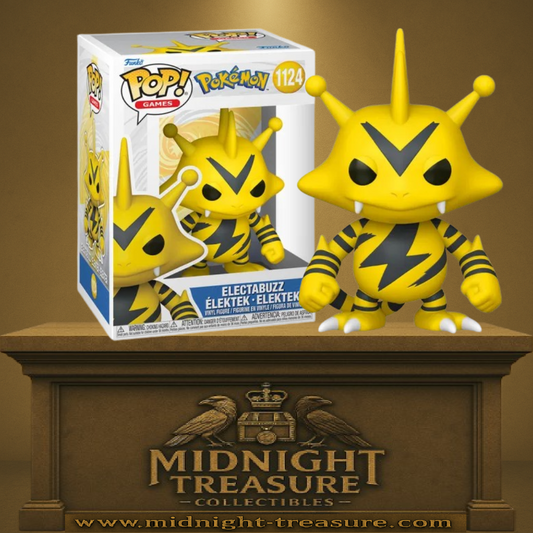 Funko Pop! Games – Electabuzz (Élektek) (N°1124). Pokémon de type Électrik jaune avec motifs en éclair noirs.