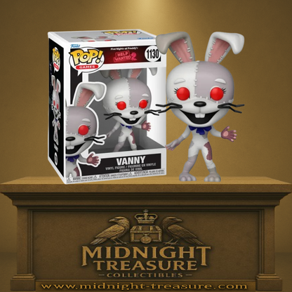 Funko Pop! Five Nights at Freddy’s Help Wanted 2 – Vanny (N°1130). Figurine horrifique représentant Vanny en costume de lapin cousu, yeux rouges et design inquiétant.