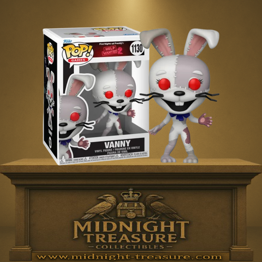 Funko Pop! Five Nights at Freddy’s Help Wanted 2 – Vanny (N°1130). Figurine horrifique représentant Vanny en costume de lapin cousu, yeux rouges et design inquiétant.
