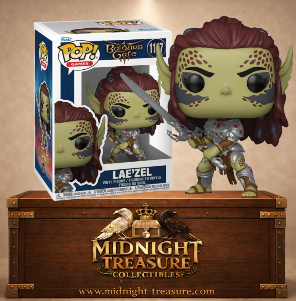 Funko Pop! Games N°1147 – Lae’zel – Baldur’s Gate 3. Figurine Lae’zel en armure avec épée prête au combat.