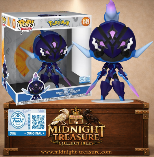 Funko Pop! Games N°1149 – Ceruledge – Pokémon 10 Inch. Figurine Malvalame avec lames d’énergie spectrale.