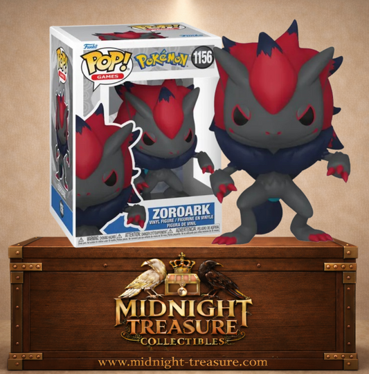 Funko Pop! Pokémon N°1156 – Zoroark avec grande crinière rouge et griffes rouges. Une figurine fidèle parfaite pour les fans de Pokémon.