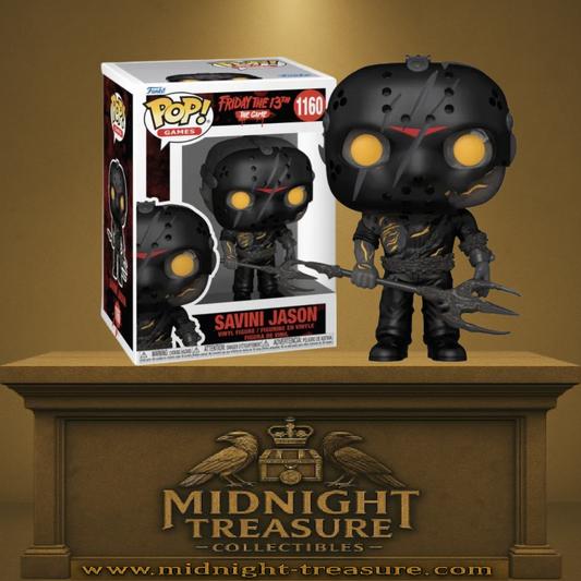Funko Pop! Friday the 13th: The Game – Savini Jason (N°1160). Jason version infernale avec masque noir fissuré et yeux incandescents, figurine Funko Pop Games.