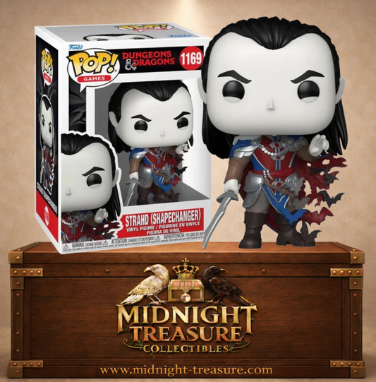 Funko Pop! Dungeons & Dragons N°1169 – Strahd Shapechanger avec armure rouge et transformation en chauves-souris.