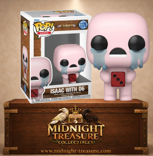 Funko Pop! Games N°1178 – Isaac avec D6 – The Binding of Isaac. Figurine avec larmes et dé rouge.