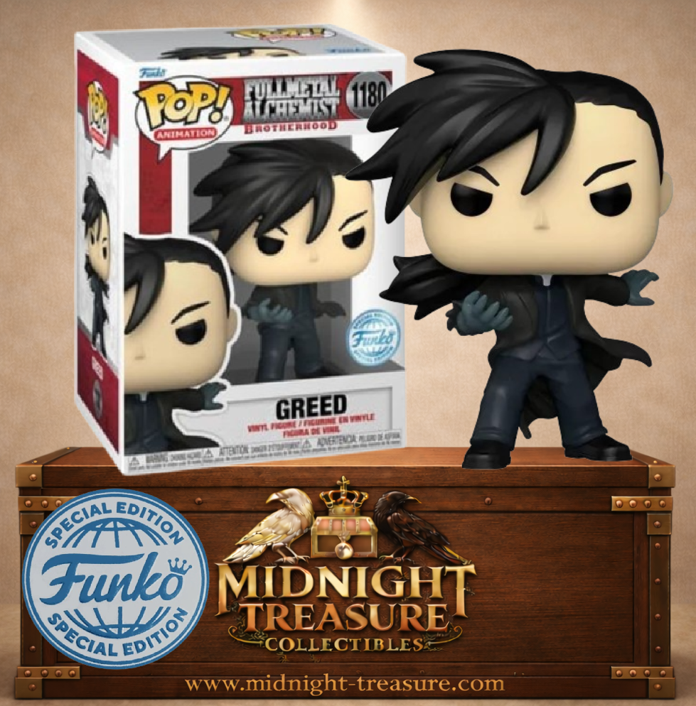 Funko Pop! Animation N°1180 – Greed Funko Exclusive dans le corps de Ling Yao, inspiré de Fullmetal Alchemist: Brotherhood.