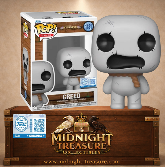 Funko Pop! Games N°1181 – Greed (Cupidité) – The Binding of Isaac. Figurine grise avec corde autour du cou.