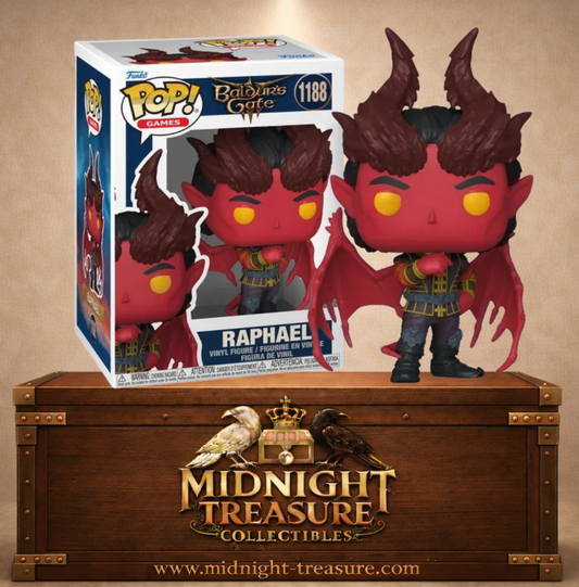 Funko Pop! Baldur’s Gate III N°1188 – Raphael sous sa forme démoniaque avec cornes et ailes infernales. Une figurine fidèle parfaite pour les fans de Baldur’s Gate.