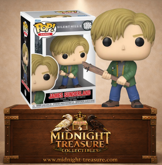 Funko Pop! Silent Hill 2 N°1206 – James Sunderland avec planche cloutée et tenue emblématique. Une figurine fidèle parfaite pour les fans de Silent Hill.