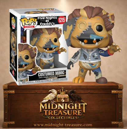 Funko Pop! Games N°1215 – Costumed Mimic portant le costume du Lion Mascot avec endosquelette visible inspiré de Five Nights at Freddy's Secret of the Mimic.
