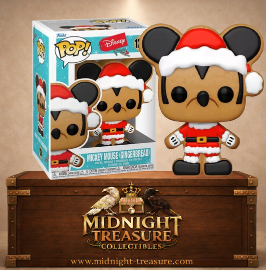 Funko Pop! Disney N°1224 – Mickey Mouse version pain d’épices avec tenue de Père Noël festive.