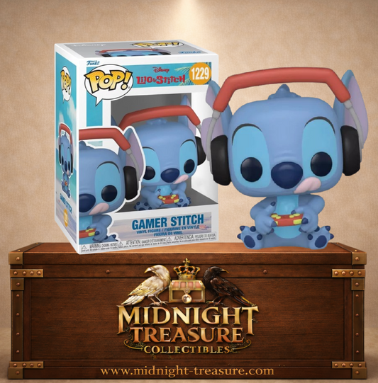Funko Pop! Lilo & Stitch N°1229 – Gamer Stitch – figurine avec casque et manette de jeu vidéo. Une figurine originale parfaite pour les fans de Disney.