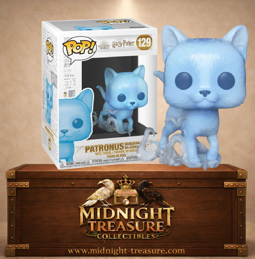 Funko Pop! N°129 Patronus de Minerva McGonagall en forme de chat bleu translucide dans Harry Potter.