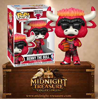 Funko Pop! NBA Mascots N°13 Benny the Bull avec maillot Pinstripe et ballon – Chicago Bulls