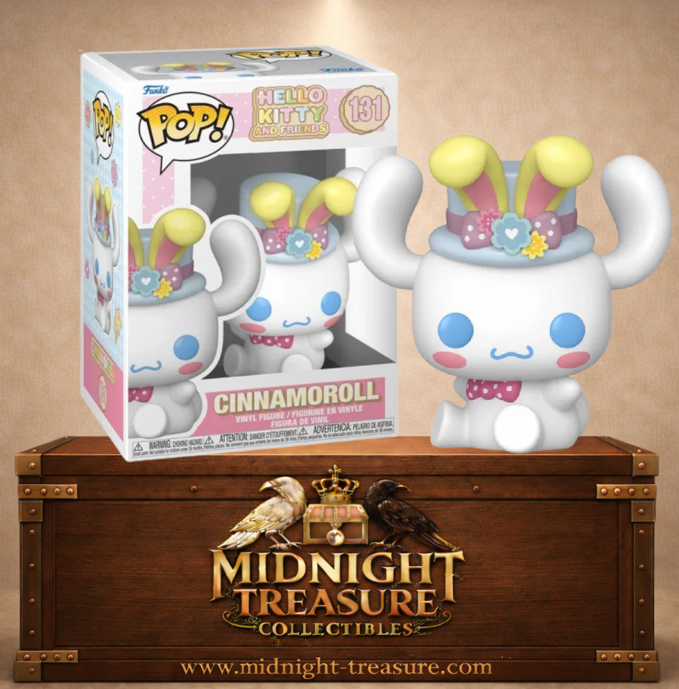 Funko Pop! Hello Kitty and Friends N°131 – Cinnamoroll Easter (Pâques). Figurine pastel avec chapeau oreilles de lapin et fleurs décoratives.