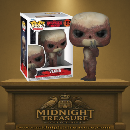 Funko Pop! Stranger Things – Vecna (N°1312). Figurine inspirée de la saison 4, avec détails organiques et posture inquiétante.