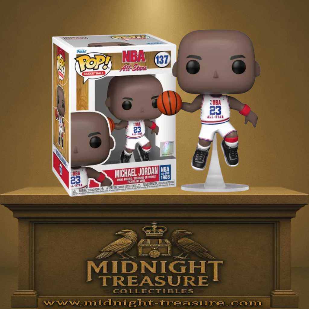 Funko Pop! NBA – Michael Jordan – NBA All-Star (N°137). Michael Jordan en tenue All-Star numéro 23, ballon en main, figurine Funko Pop Basketball.