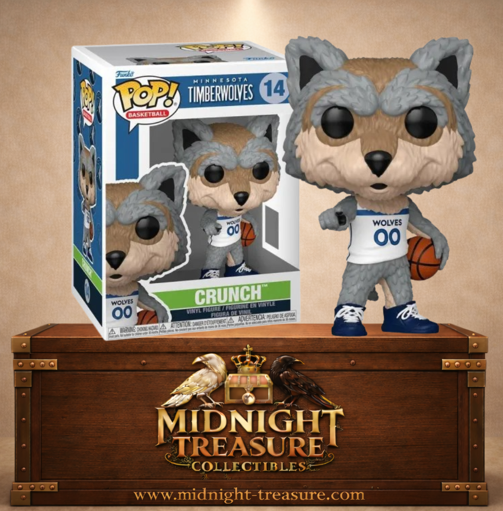 Funko Pop! Basketball N°14 – Crunch – Minnesota Timberwolves. Mascotte loup avec ballon de basket.
