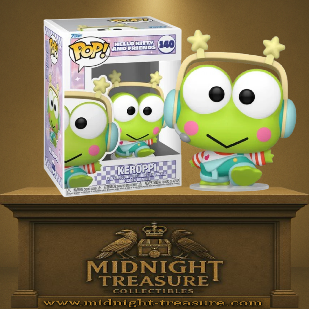 Funko Pop! Sanrio – Keroppi (K-Pop) (N°140). Keroppi avec casque audio et tenue K-Pop colorée, collection Hello Kitty and Friends.